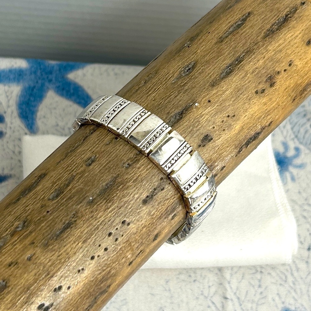 Vintage Silver Plated Bar Link Bracelet Toggle Closure Adjustable
